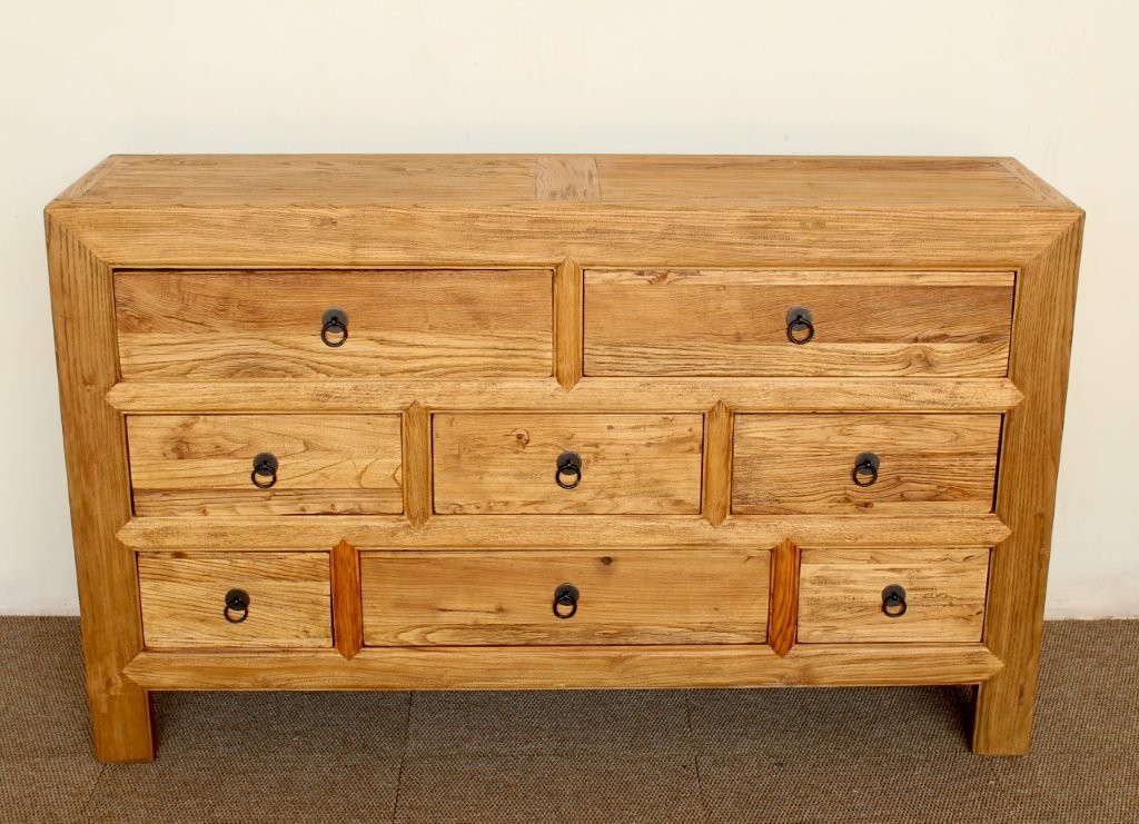 Natural Wood 8 Drawer Chest Of Drawers